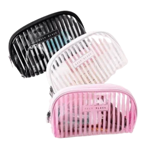 Trousse de toilette transparente rayures